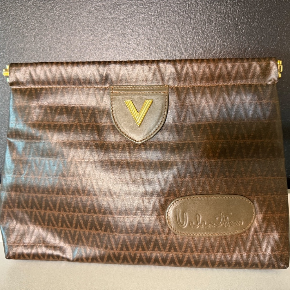 Valentino Brown Monogram Clutch Bag